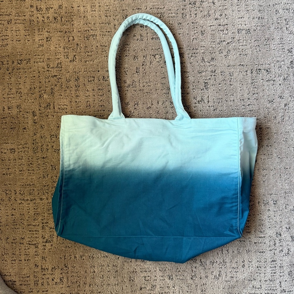 Athleta Blue Canvas Tote Bag with Ombré Design - Picture 2 of 8